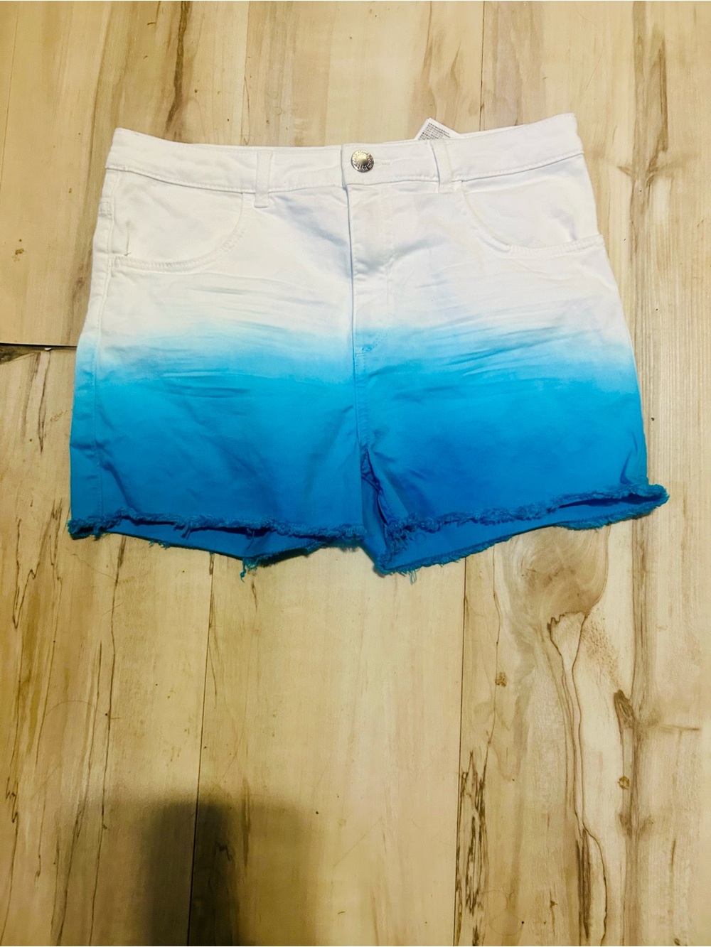 H&M White to Blue Ombre Denim Shorts